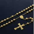 thumbnail image 3 of Men's Women's Stainless Steel Gold Bead Rosary Chain Necklace (24''+5)*8mm, 3 of 3
