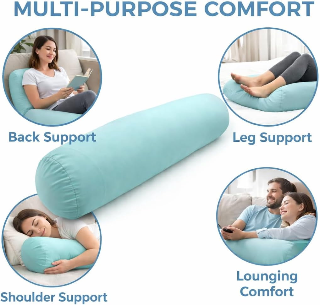 Mushy Pillows Microbead Body Pillow - Luxuriously Soft and Huggable with Removable Cover 30 X 8"