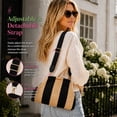 thumbnail image 5 of Mahjong Tile Bag, Women's Woven Striped Dumpling Clutch Purse, Large Capacity Beach Crossbody Bag with Detachable Strap and Dice Pouch, 5 of 6