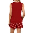 thumbnail image 6 of Two Piece Sets for Women Casual Short Sets for Women Polka Dots Beach Vacation Sleeveless Tank Top Square Neck Drawstring Womens Summer Outfits Deep Red XXXL, 6 of 8