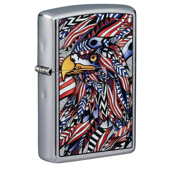 Zippo Lighter: American Eagle, Feathers - Street Chrome 81621