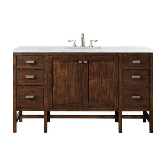 James Martin Vanities 60" Single Vanity Cabinet , Mid Century Acacia, w/ Solid Surface Countertop