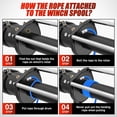 thumbnail image 4 of - Cable de cabrtante sintético de 1/4 Pulgadas x 50 pi, Universal para ATV UTV 4x4, Todoterreno, Cuerda de cabrtante de 9000 Libras, con Gaho de Acero, tapón de Goma, Correa de, 4 of 5