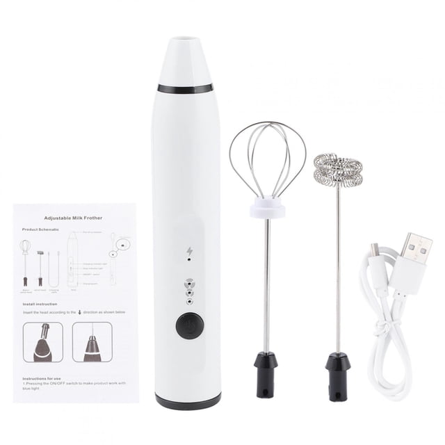 Batidor de huevos NikouMX Espumador de leche eléctrico recargable Plata, Blanco, Rosa