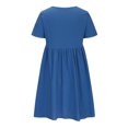 thumbnail image 5 of pstuiky Fashion Women Casual Sexy Round Neck Solid Summer Short Sleeve Pockets Dress, 5 of 6
