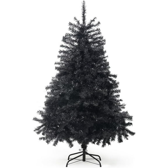 CAPHAUS Artificial Black Christmas Tree, 4.5 Feet w/Foldable Stand, Pre-Hinged, 398 Premium Full Branch Tips, Fake Black Xmas Tree for Indoor, Office, Party, Holiday Black Tree Decoration