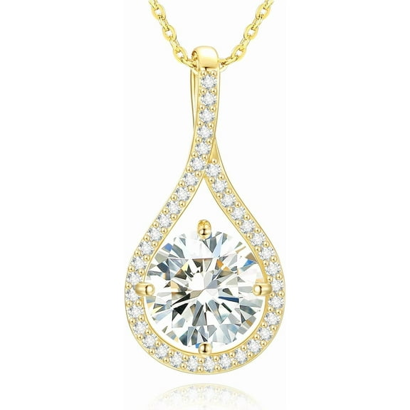 Leander Pendant Moissanite Necklace Pendants 0.5-6.0 ct. t.w. 925 Sterling Silver, 18K White/Yellow Gold Plated
