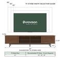 thumbnail image 6 of POVISON-Modern Wood TV Stand, Minimalist Slatted Media Console with Tall-cast Metal Legs, Walnut Veneer, 94“, 6 of 8