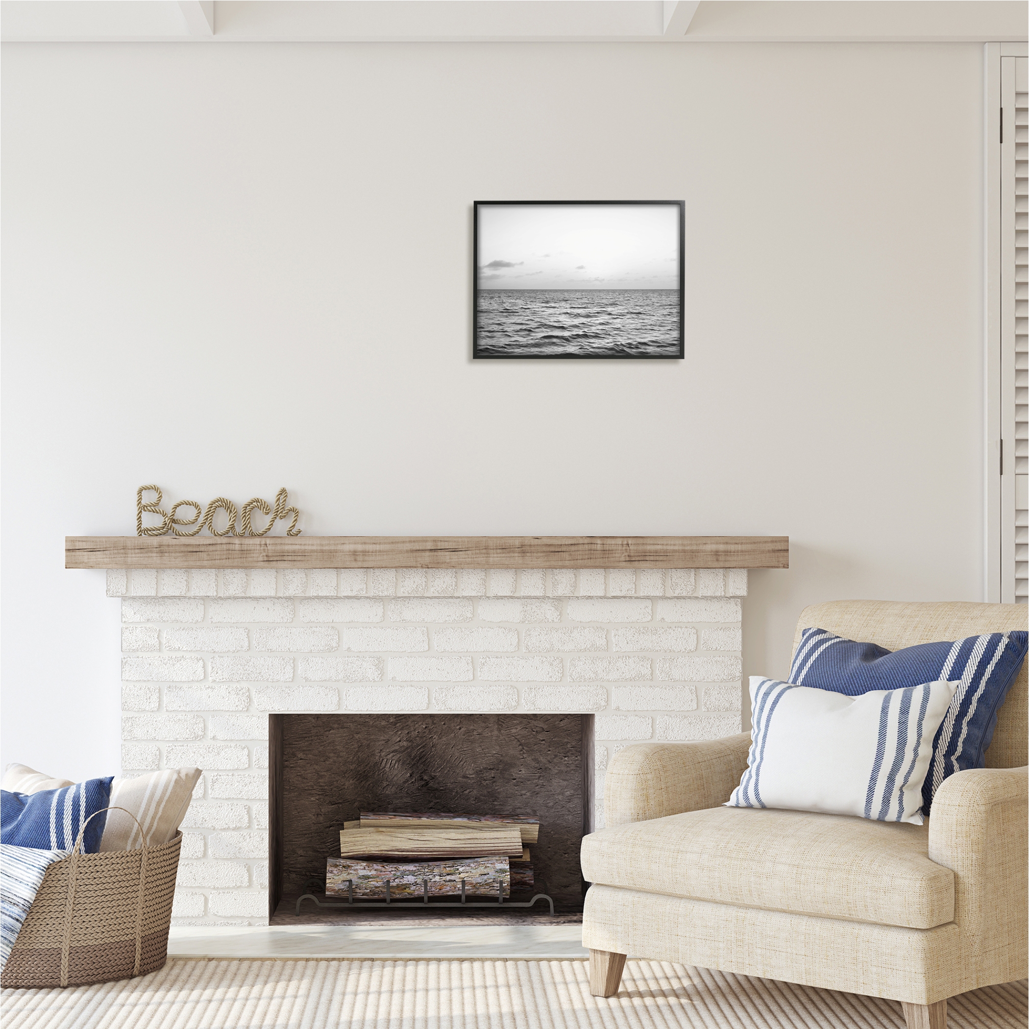 Stupell Industries Rough Grey Sea Waves Nature Photography Black Framed Art Print Wall Art, 20 x 16