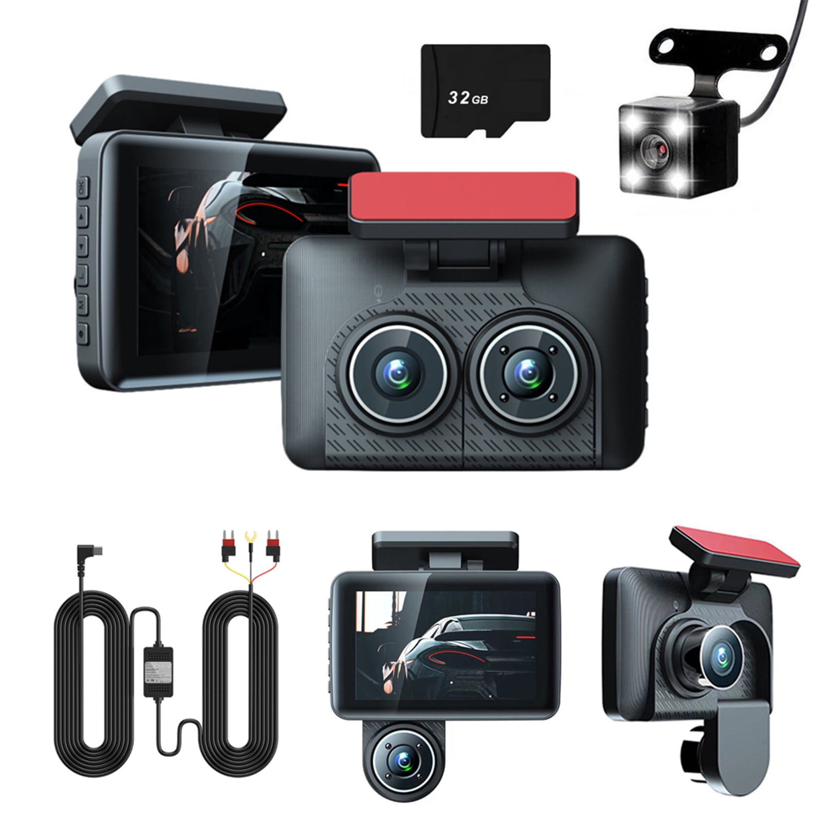 ZheElen Car 3Lens DVR 3-Channel Dash Cam Front And Rear Inside Car Dash Cam Dash Car