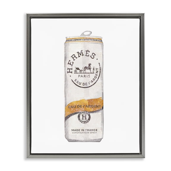 Stupell Industries Art Deco Fashion Designer Style Glam Beverage Can Illustration Gray Floating Frame Canvas Art, 17 x 21, by Ziwei Li