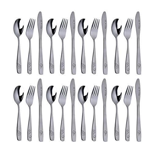 Stainless Steel Kids Silverware Set 24Piece Toddler Utensils with 8