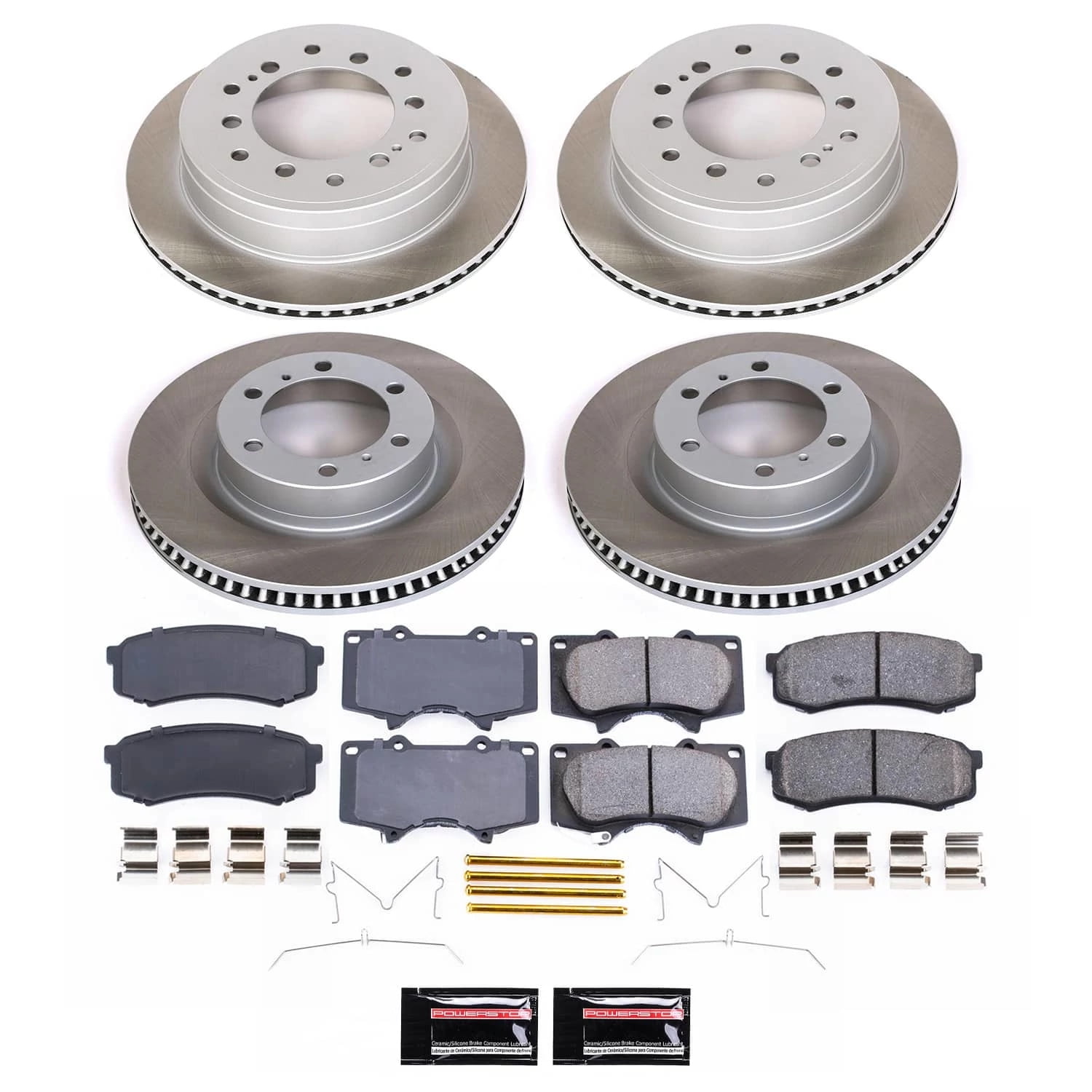PowerStop Front and Rear Semi-Coated Rotor and Low-Dust Ceramic Brake Pad Kit SC5874