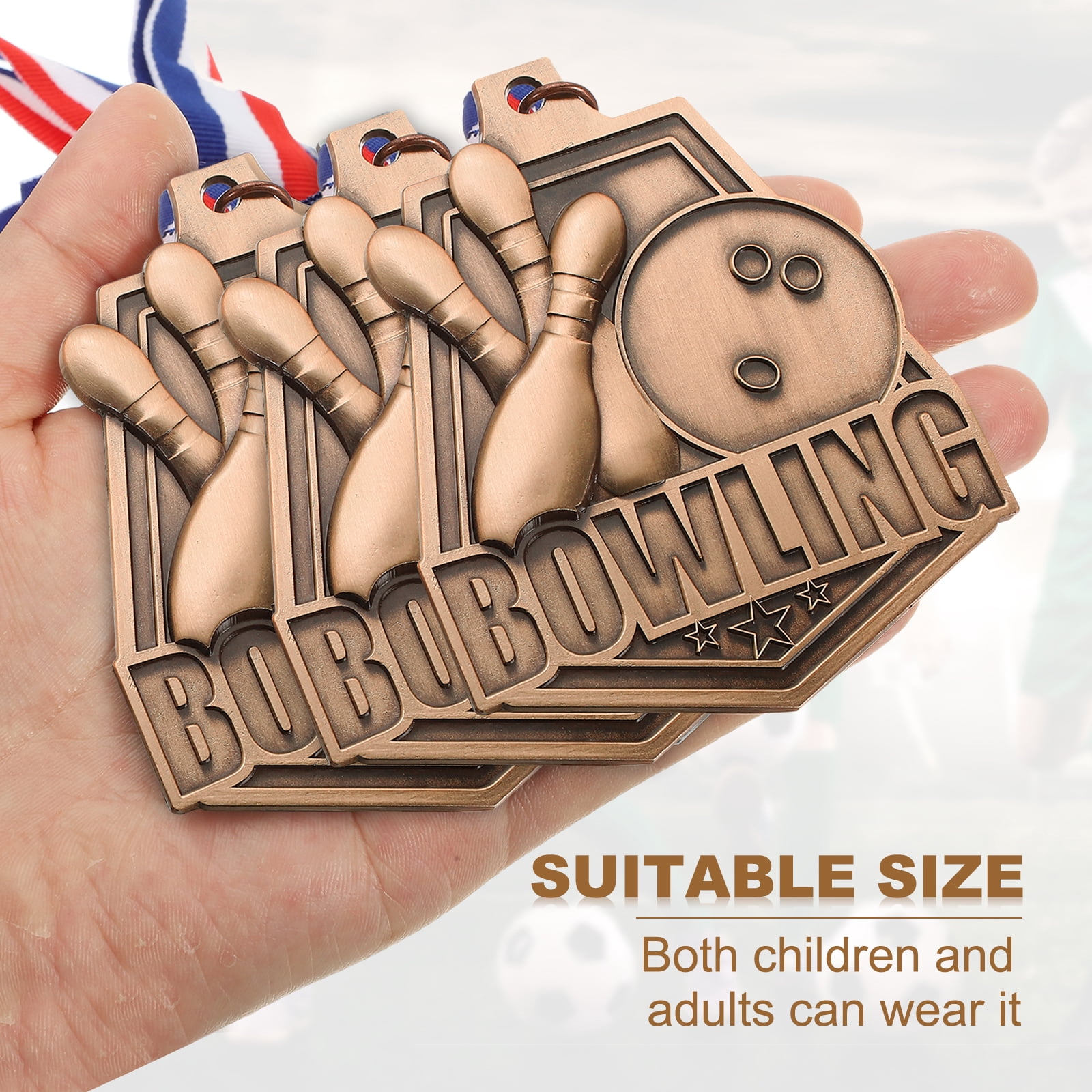 Uxcell Bowling Games Embossing Award Medals with Ribbons, Winner Medals Prizes for Competitions Sports Party Red