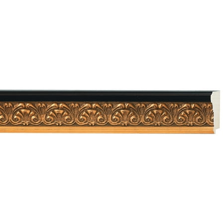 Picture Frame Moulding (Wood) - Ornate Gold Finish - 1.75" width - 3/8" rabbet depth