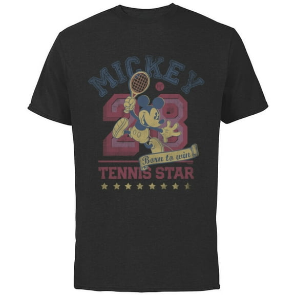 Disney Mickey Mouse Sports Tennis Star 28 Distressed - Short Sleeve Cotton T-Shirt for Adults - Customized-Athletic Heather