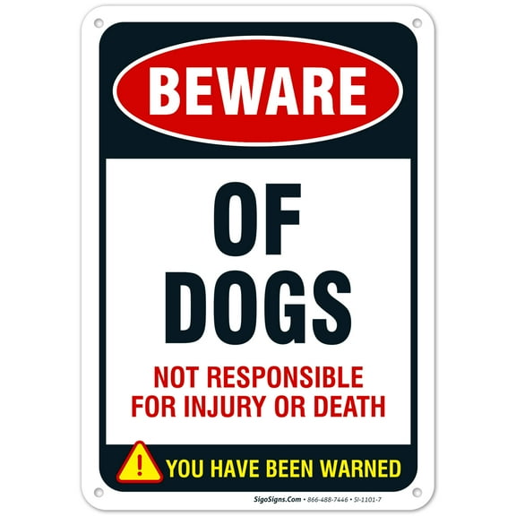 Beware of Dogs Sign, Dog Warning Sign, 10x7 Aluminum