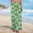 thumbnail image 4 of Women Casual High Waist Wide Leg Pants Summer Boho Print Long Palazzo Pants Flowy Slit Lounge Beach Trousers, 4 of 7