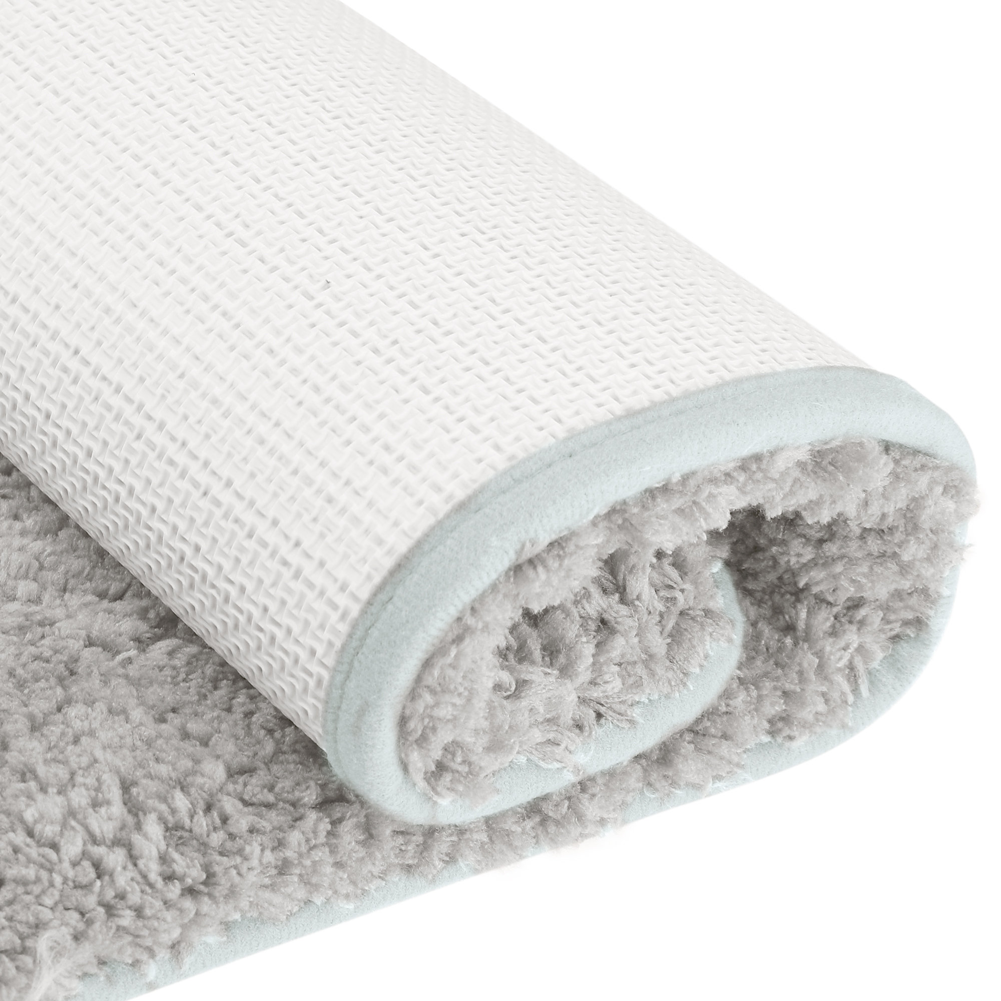 Unique Bargains Luxury Bath Mat Rug Solid Plush Shaggy Bath Carpet Light Grey 16"x24"