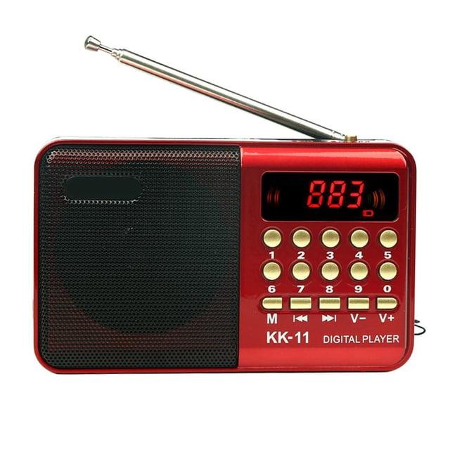 K11 mini radio portátil de mano reproductor de MP3 FM digital dispositivos de altavoz rojo