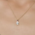 thumbnail image 3 of Gem Stone King 14K Yellow Gold White Created Sapphire and Simulated Purple Amethyst Pendant Necklace for Women | 1.60 Cttw | Gemstone September Birthstone | Pear Shape 9X6MM | With 18 inch Chain, 3 of 6