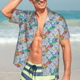 thumbnail image 7 of Sikiie cartoon Elephant Print Men's Hawaiian Shirt, Summer Beach Button Pocket Short Sleeve T-Shirt,XX-Large, 7 of 7