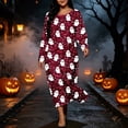 thumbnail image 5 of SELONE Nightgowns Long Sleeve for Women Plus Size Crew Neck Maxi Sleep Shirt Ghost Bats Nighties Halloween Dress, 5 of 8