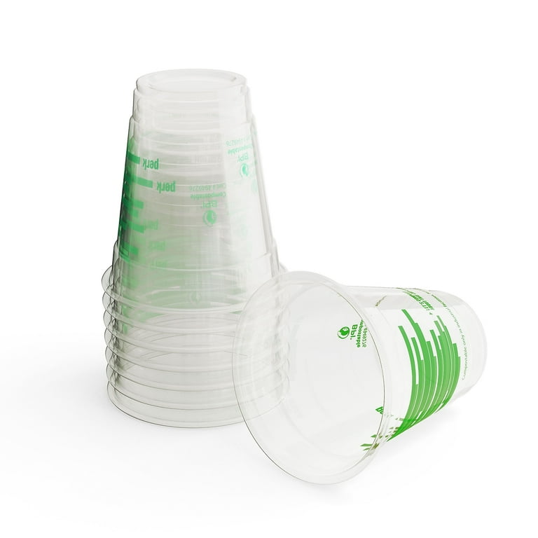 Greener Settings 12 oz. Clear Compostable Disposable Cups, Cold Drink Cups [50-Pack]