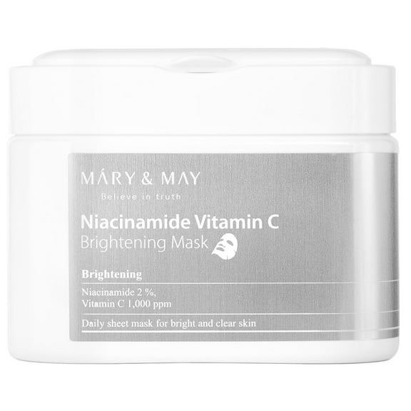 Mary & May Niacinamide Vitamin C, Brightening Beauty Mask, 30 Sheets, 14.1 oz (400 g)