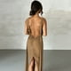thumbnail image 1 of Vestido Dividido De Damas Vestido ajustado de noche para mujer Vestido sin espalda sexy con escote en V profundo (Caqui S) Cgtredaw para Mujer Caqui T M, 1 of 9