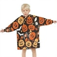 thumbnail image 3 of Autumn Halloween Pumpkin Pattern Blanket Hoodies for Kids 6-13YR Oversize Wearable Blanket Hoodies for Boys Girls Teens, 3 of 7
