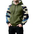 thumbnail image 4 of Men's Pullover Hoodie Long Sleeve Raglan Sweatshirt with Abstract Print Casual Loose Fit Kangaroo Pocket Green L, 4 of 5