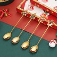 thumbnail image 4 of Under $7 4pc Family Dinner Supplies Kitchen Spoon Set Stainless Steel, Christmas Coffee Spoons, Christmas Spoons for Hot Chocolate, Christmas Dessert Spoon, Flatware Set Cute Doll Hand Gift (Gold), 4 of 7