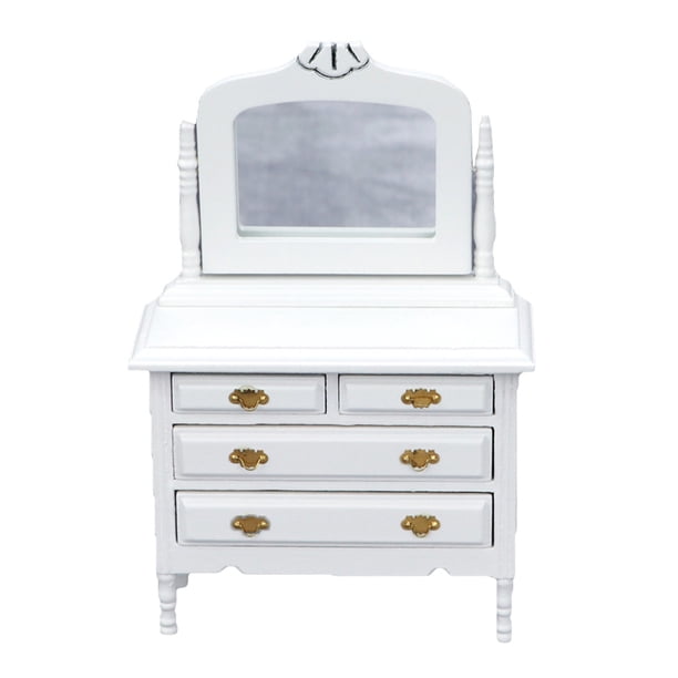 ColoMX Mini mesa de tocador 1pc con espejo Mini muñeco muñeco muebles (blanco)