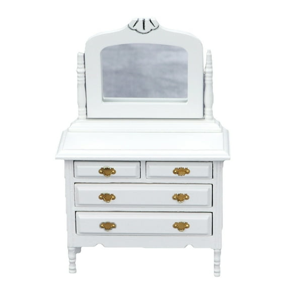 ColoMX Mini mesa de tocador 1pc con espejo Mini muñeco muñeco muebles (blanco)