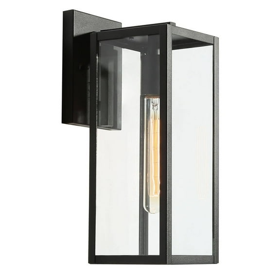LNC Modern Outdoor Wall Light, 14" Black Exteriorsconce with Clear Glass, Wet Location Rated