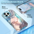 thumbnail image 5 of CASEFIV for iPhone 16 Pro Case,Marble Pattern 3 in 1 Heavy Duty Shockproof Rugged Hard PC+Soft Silicone Drop Protective Girls Women Cover,Blue, 5 of 6