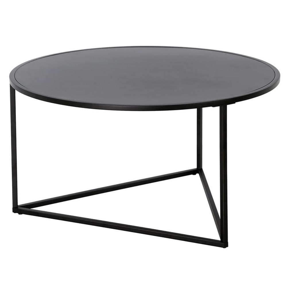 Evelyn&Zoe Jenson 33" Wide Round Coffee Table with Metal Top, Blackened Bronze