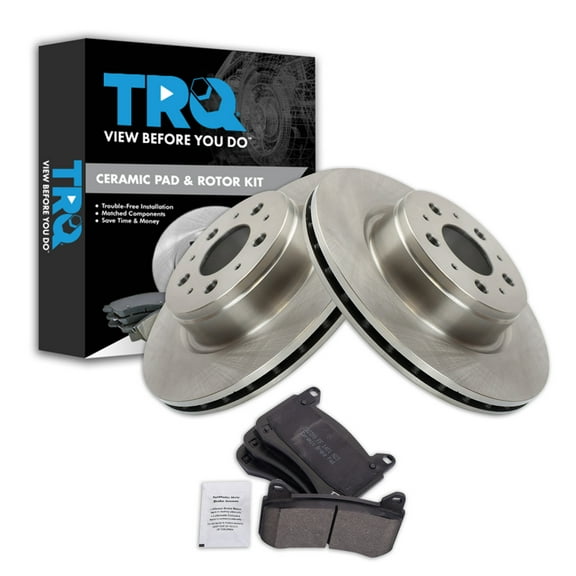 TRQ Front Brake Pad & Rotor Kit Brake Pads Brake Rotor Ceramic Fits Select 2018-2022 Tesla 3
