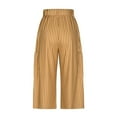 thumbnail image 6 of WIZUTIZ Linen Pants Workout Women's Stripe Capri Pants Drawstring Cotton Trousers with Side Pockets up to 45% Off, 6 of 7