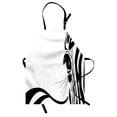 thumbnail image 1 of Wildlife Apron, Sketch Detail of Zebra Eye Curved Lines Stripes Camouflage Pattern, Unisex Kitchen Bib with Adjustable Neck for Cooking Gardening, Adult Size, Black and White, by Ambesonne, 1 of 4