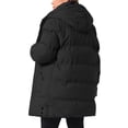 thumbnail image 3 of Agnes Orinda Women's Plus Size Hooded Padded Jacket Zip Snap Warm Outerwear Outdoor Winter Mid‑Length Quilted Winter Coat with Pockets 4X Black, 3 of 6