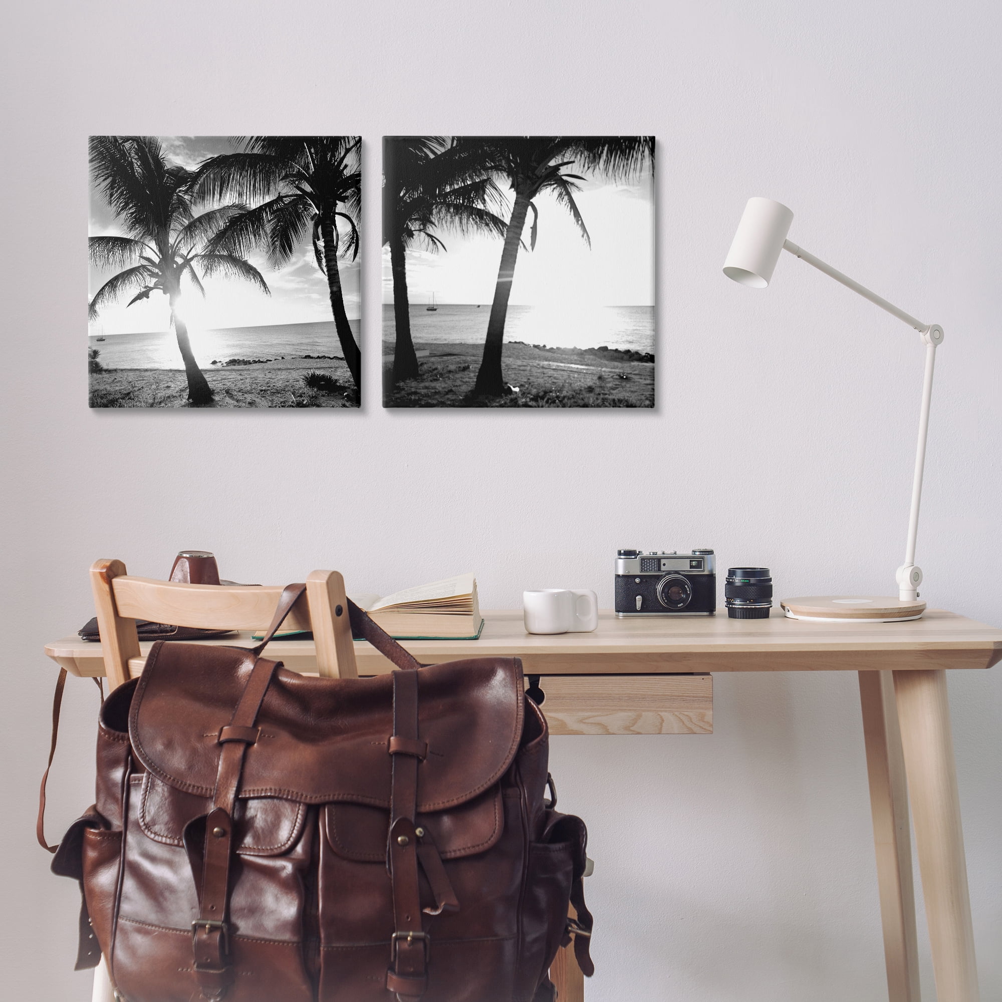 Stupell Industries Tropical Palm Sunset Landscape & Nature Photography Wrapped Canvas Art Print Wall Art, 17 x 17, Set of 2
