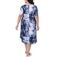 thumbnail image 3 of Agnes Orinda Women's Plus Size Nightgowns Tie Dye Crew Neck Short Sleeve Pajamas Soft Sleepwear Lounge Midi Sleepdress 1X Dark Blue, 3 of 6