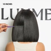 Natural Black Layered Cut Yaki Straight Minimalist Lace Bob Wig with Bangs