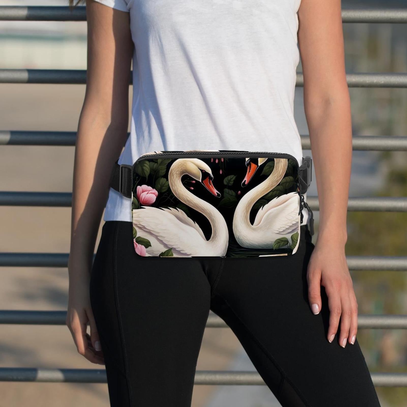 Swans Running Belt Fanny Packs Waist Packs with Extension Strap Unisex Lightweight Adjustable