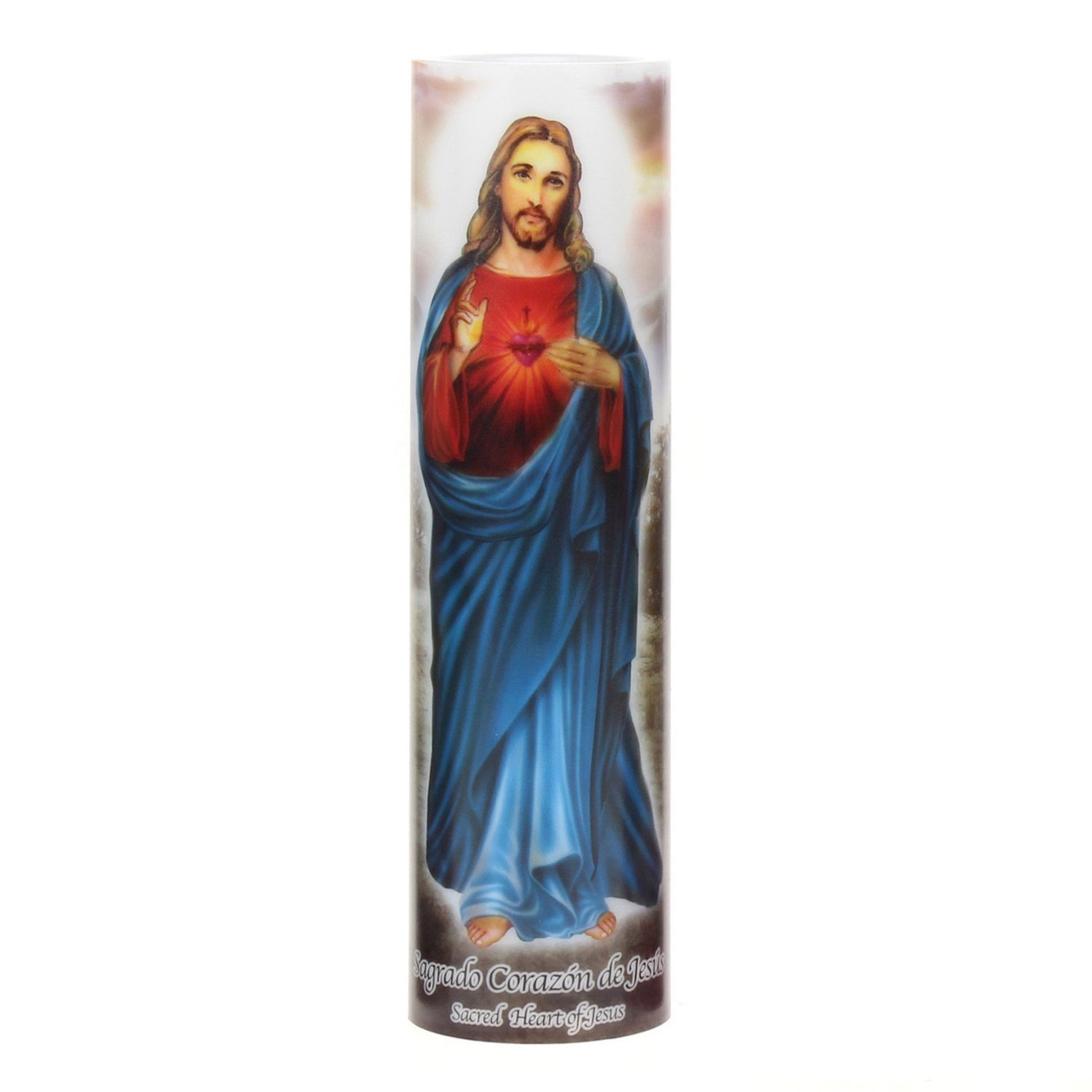 (3 pack) Stonebriar Flameless LED 8" Multi-color Religious Prayer Pillar Candle with Automatic Timer