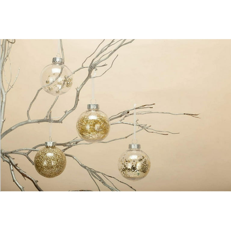 8cm Plastic Christmas Ball Ornament w/ GOLD String (Clear) (SDC8-GR) D-7  sub101