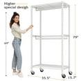 thumbnail image 4 of Clothes Rack, Heavy Duty Clothing Rack for Hanging Clothes, Clothing Rack with Wheels, Adjustable Metal Garment Rack, 15.7" D x 35.5" W x 79" H, White, 4 of 8