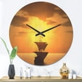 thumbnail image 2 of Designart 'Sunset and Ship' Modern Wood Wall Clock, 2 of 5